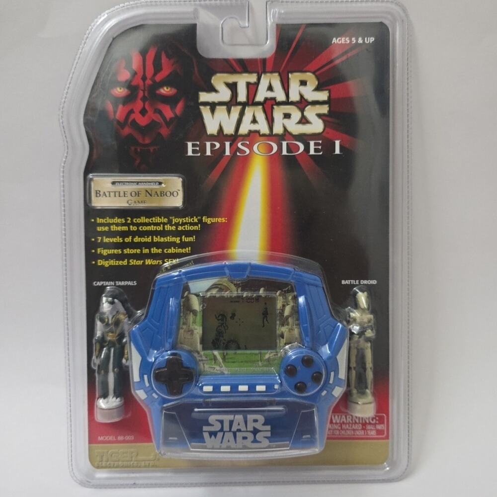 Star Wars Episode 1 Battle of Naboo Tiger Handheld LCD Game w Figures Sealed